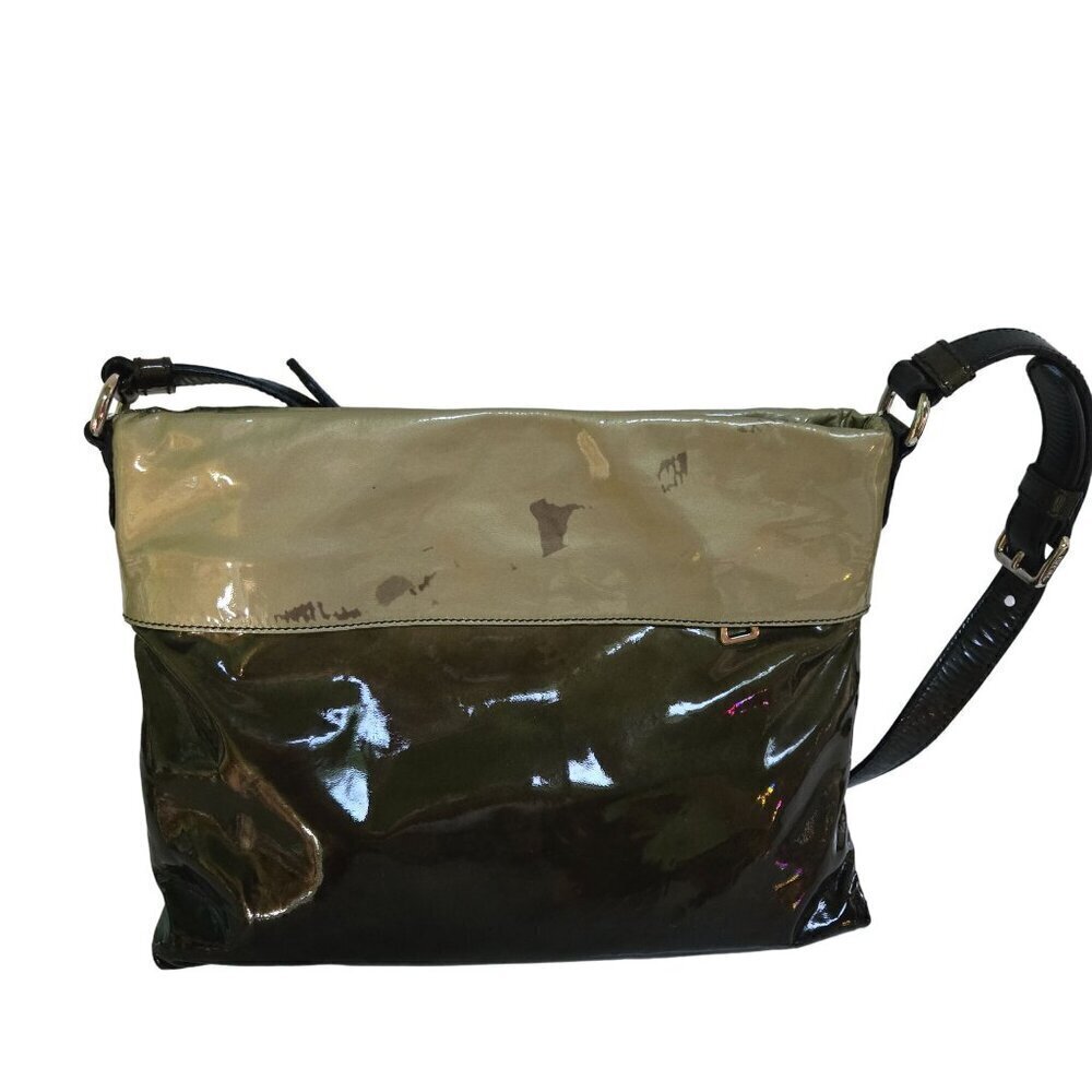 Prada Vintage Vernice Folders Brown Ombre Patent FLAWED Handbag Made In Italy - Picture 2 of 10